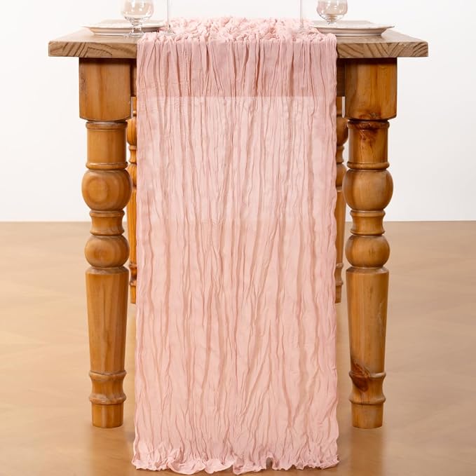 DeZerlor Dusty Pink Cheesecloth Table Runners 6 Pack Summer Boho Runners | - Image 5