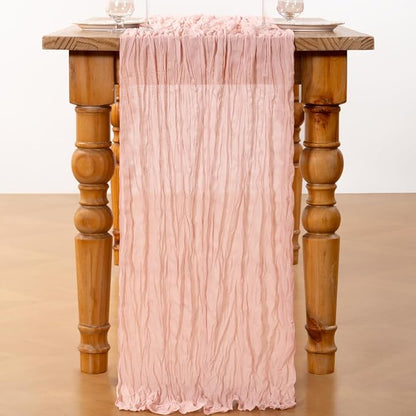 DeZerlor Dusty Pink Cheesecloth Table Runners 6 Pack Summer Boho Runners | - Image 5