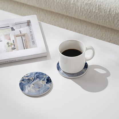 Set of 6 Navy Blue Marble Coasters - Image 3