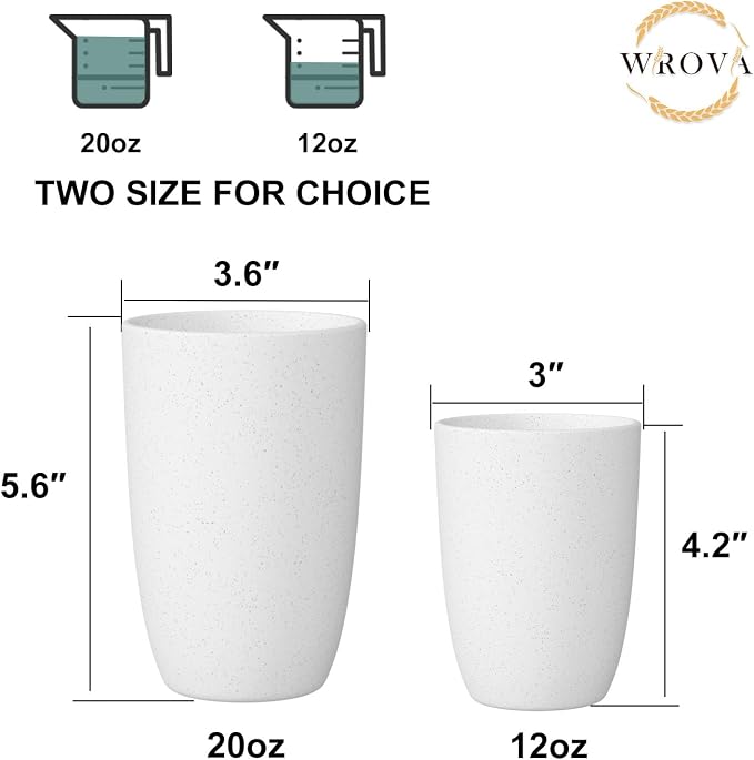 Wrova Wheat Straw Cups 6 Set of 6 Good Alternative to Plastic Reusable Cups 20 - Image 3