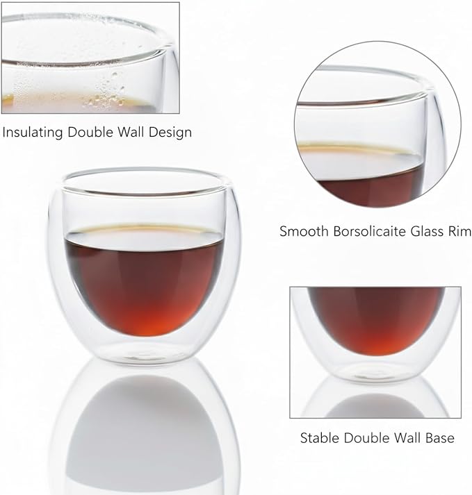 Handleless Double-Wall Silhouette, 2.7 oz Borosilicate Glass Espresso Cup - Image 6