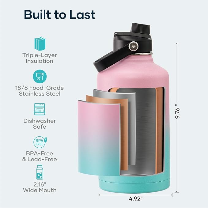 BUZIO 64 oz Insulated Stainless Steel Water Bottle - Image 4