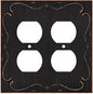Henne Bery French Cabriole Decorative Wall Plate Switch Plate Outlet Cover (Double Duplex, Aged Bronze)