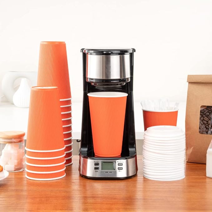 Restaurantware 16 Ounce Ripple Wall Disposable Coffee Cups, 500 Insulated - Image 10