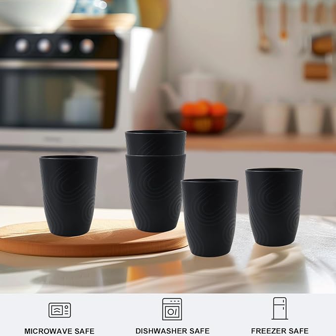 Wheat Straw Cups Sets of 6, Plastic Cups Reusable, Drinking Cup - Image 5