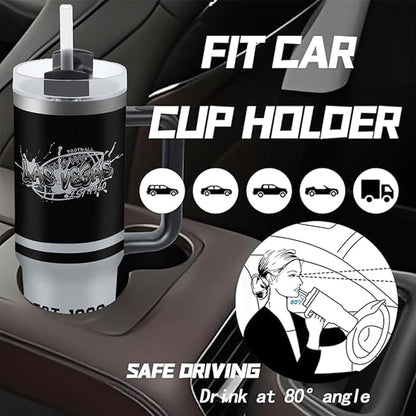 Las Vegas 30 oz Tumbler with Handle and Straw,Car cup,Coffee Mug,100% Leakproof Insulated Tumbler with Lid and Straw,Made of Stainless Steel,Cup Holder Friendly Base,Classic Collection Gifts for Fans