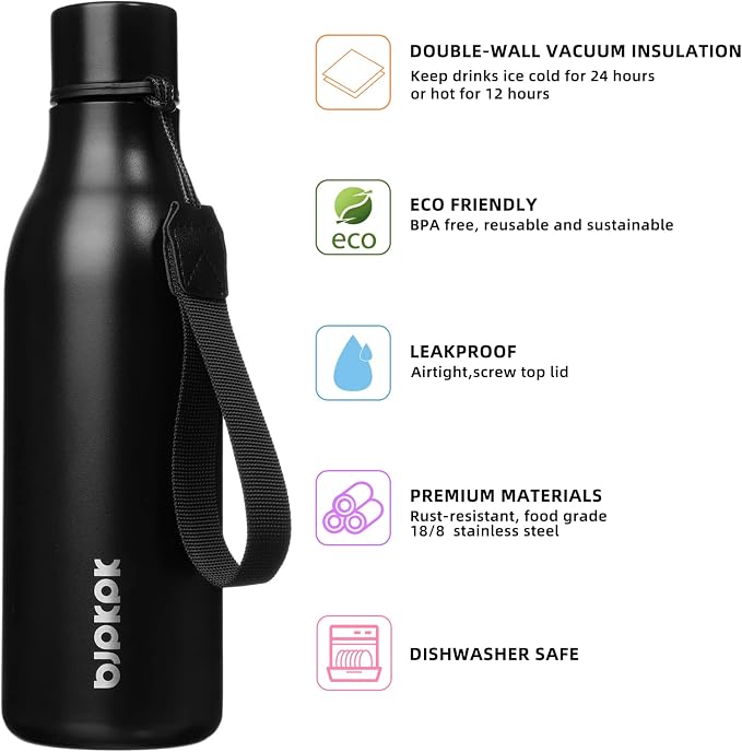 BJPKPK 18oz Insulated Water Bottle, Stainless Steel Bottle - Image 2