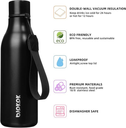 BJPKPK 18oz Insulated Water Bottle, Stainless Steel Bottle - Image 2