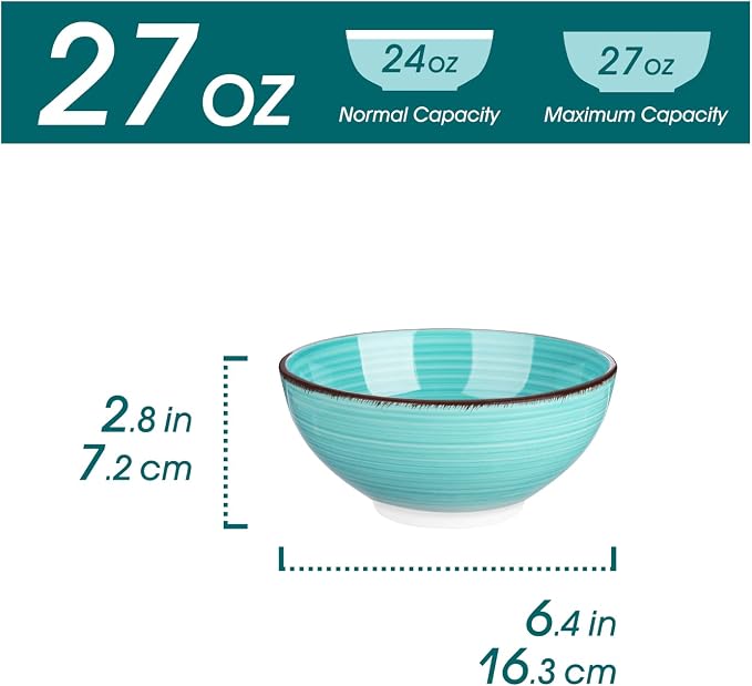 vancasso Bonita 27 Oz Cereal Bowls Set of 6, 6 Inch Soup Bowls, Dishwasher & - Image 2