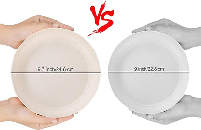 LIYH 28 Pcs Beige Wheat Straw Dinnerware Plates and Bowls Sets, Plastic Plates Reusable, Dinnerware Set for 4, Dish Set for Kitchen & Camping