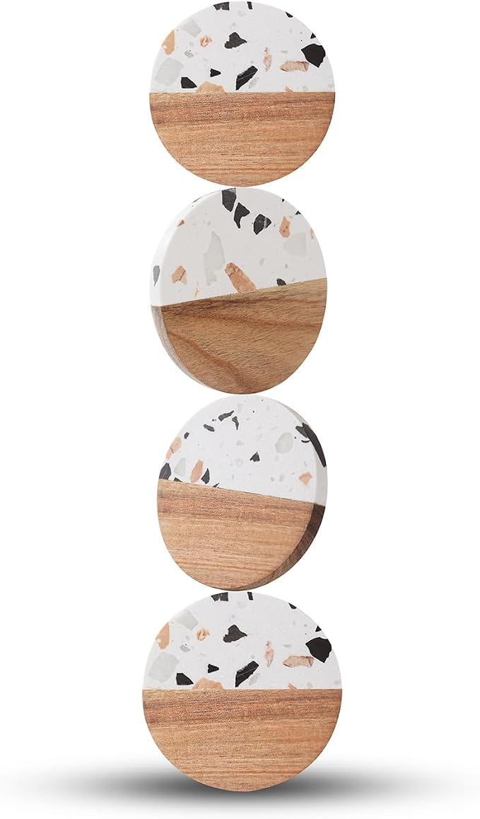 Drink Acacia Wood-Marble Coasters Set of 4, Cup Coaster by Unknown