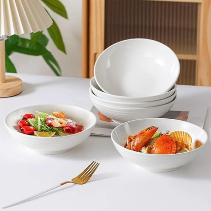 7.1" White Pasta Bowl, 26 oz Ceramic Pasta Bowls Set of 4, Wide & Deep | Large - Image 6