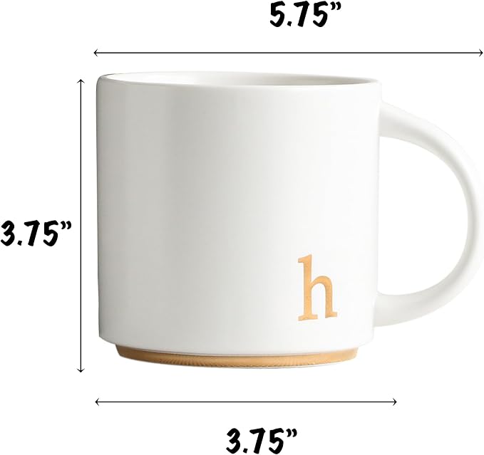 COLLECTIVE HOME Ceramic Coffee Mug, 15 oz Monogram Cup - Image 2