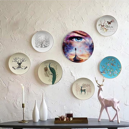Ceramic Plates, Viking Decorative Ceramic Plates, Boat On The Beach and Woman Eye Boat with, 10 Inch, for Dining, Parties, Wedding, Multicolor