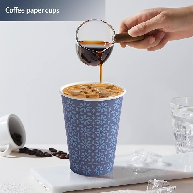 Clawsoff 1000 Pack Paper Cups 12 oz Bulk Disposable Coffee Cups Navy Floral | - Image 3