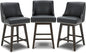 CHITA Counter Height Swivel Bar Stools Set of 3, FSC Certified Upholstered Counter Stools, Modern Swivel Barstools with Wood Legs for Kitchen Island, 26" Seat Height, Faux Leather in Black