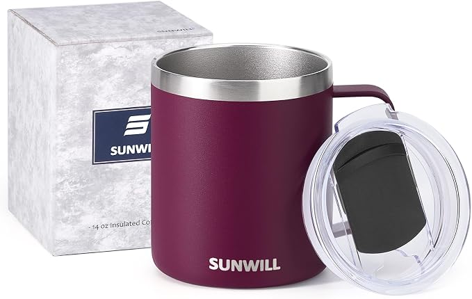 SUNWILL Travel Coffee Mug with Lid, Insulated Tumbler with Handle, 14 oz - Image 5