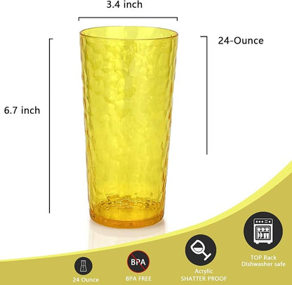 Yalin 24-Ounce Plastic Tumbler Acrylic Drinking Glasses, Reusable Plastic Cups - Image 4