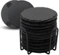 12 Pack Slate Drink Coasters with Metal Holder, VIBRATITE 4 Inch Black Slate Stone Coasters Bulk Laser Engraving Blanks with Anti-Scratch Bottom for Drink Coffee Bar Kitchen Home Decor, Round