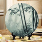 10 Inch Monochrome Bamboo Sanctuary Decorative Ceramic Plates with Display Stand Ideal for Household Wall Hanging and Decor DP-029497059