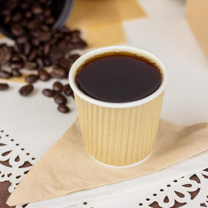Karat Coffee Hot Cups 4oz Kraft Small Ripple Disposable Paper Cups, Picnic or - Image 7