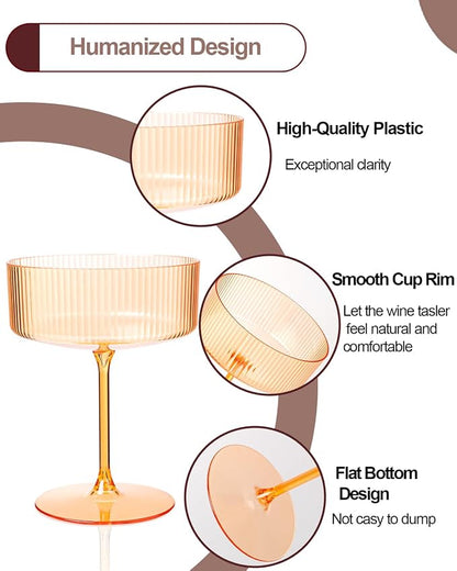 Ciaell 12 Pack Amber Plastic Martini Glasses - Image 7