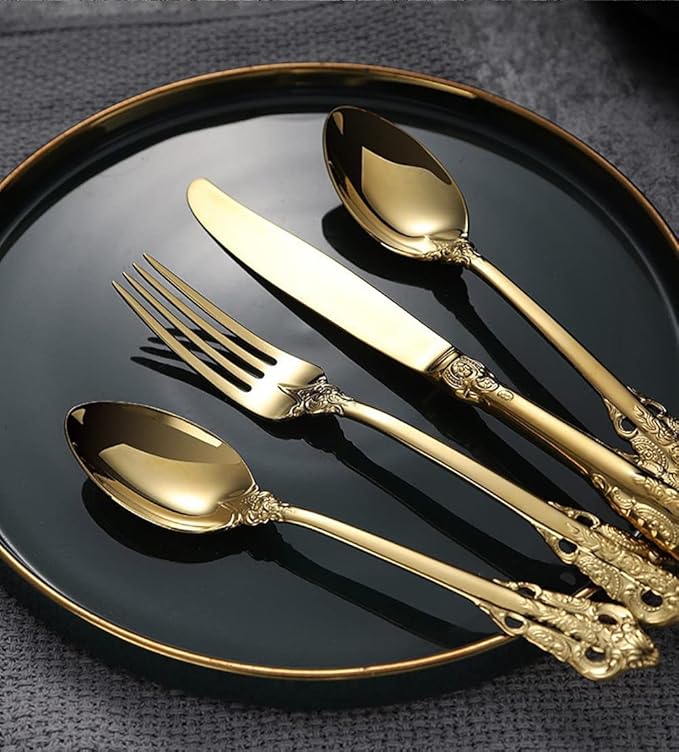 Silverware Set for 16 Durable 18/10 Stainless Steel Flatware Set Palace Style Modern Cutlery Utensils Set 64 Piece Include Knives Forks and Spoons Tableware Set for Home Kitchen Restaurant
