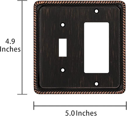 Henne Bery Rope Edge Decorative Wall Plate Switch Plate Outlet Cover (Toggle/Decorator, Aged Bronze)