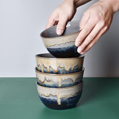 Stoneware Cereal Bowls Set of 4, 26 Oz, Soup Bowls - Image 6