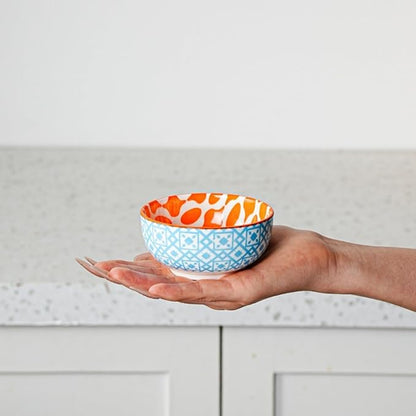 Ceramic Dipping Bowls Set - Mini 4 Oz Dessert Bowls - Small 3.5 Inch Porcelain Bowls for Side Dishes, Snack, Yogurt, Appetizer - Microwave Dishwasher Safe - Set of 6 - Assorted Colors