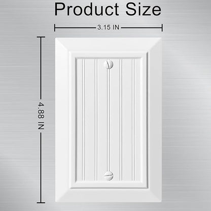 Beadboard Outlet Covers Wall Plates, Bamboo Fiber Light Switch Covers, Natural Material Electric Receptacle Decorative Switch Plate Outlet Cover (Pure White, 1 Gang Blank 4 Pack)