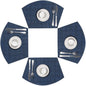 SHACOS Small Round Table Placemats Wedge Placemat Set of 4 Non Slip Heat Resistant Woven Vinyl Table Mats Wipe Clean Indoor Outdoor (4, Blue Black)