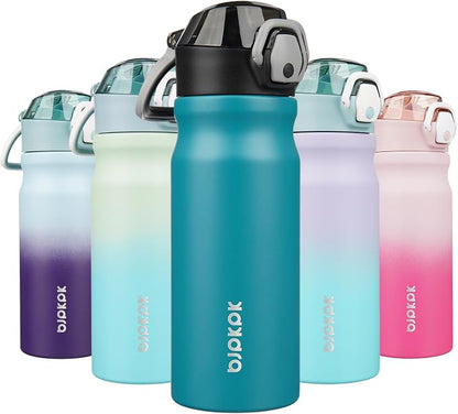 BJPKPK 18 oz Water Bottle with Straw & Handle, Insulated Stainless Flask | Leak by BJPKPK