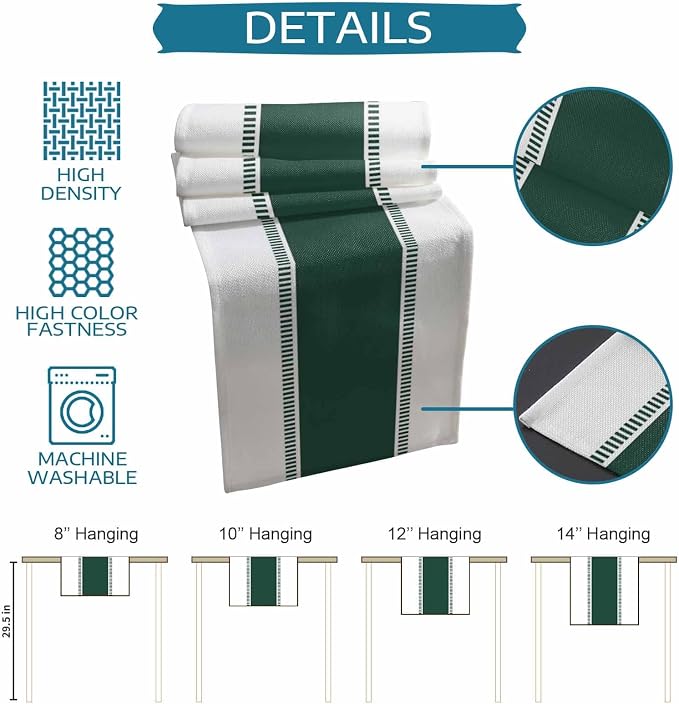 72 inches Long Green and White Table Runners, Modern Stripes Table Runner - Image 7