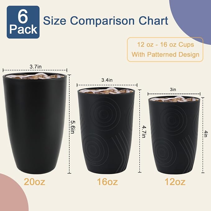 Wheat Straw Cups Sets of 6, Plastic Cups Reusable, Drinking Cup - Image 6