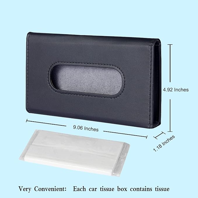 4Pack Car Tissue Holder, Sun Visor Napkin Holder, Premium PU Leather, Car Mask - Image 2
