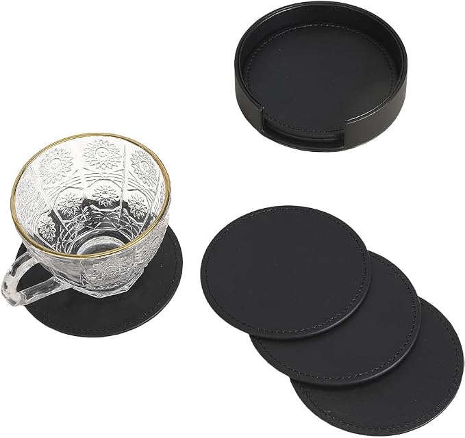 6PCS 4 Inch PU Leather Coasters - Image 7