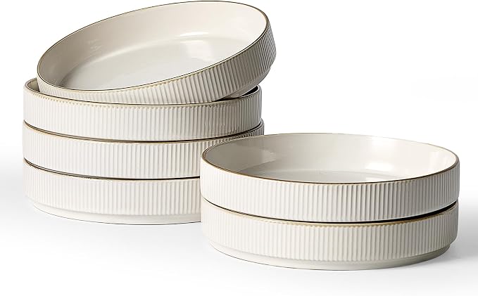 famiware Star 8.25" Pasta Bowls Set of 6, Bowl Plates, Salad Bowls by Famiware