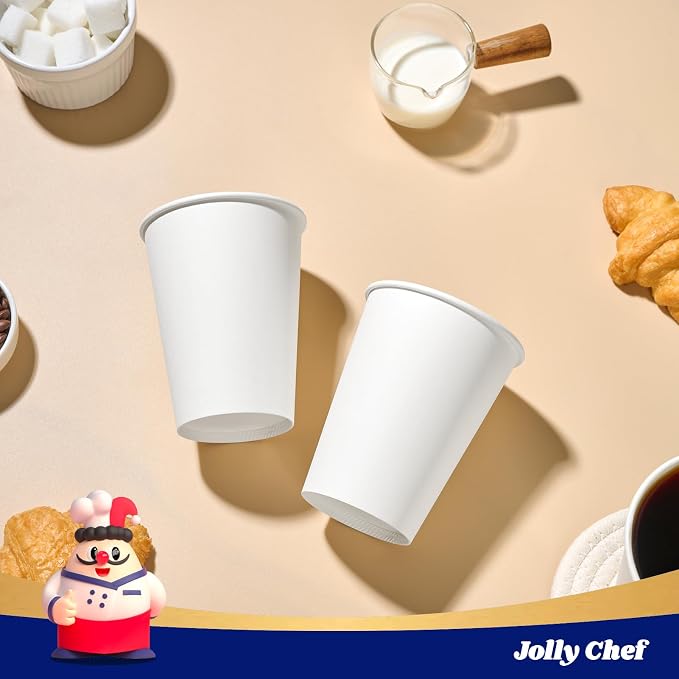 JOLLY CHEF 12 oz Paper Coffee Cups 100 Pack, Disposable Hot Paper Cups - Image 5