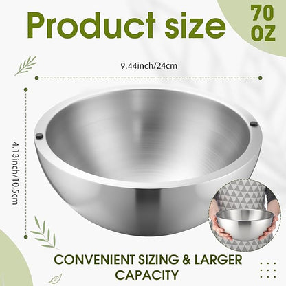 Honeydak 1 Pack 70 oz Dip Chiller Bowl Stainless Steel Double Walled Insulated Ice Serving Bowl for Parties Salsa, Guacamole, Condiments, Sauces, Salad & Food Hot or Cold