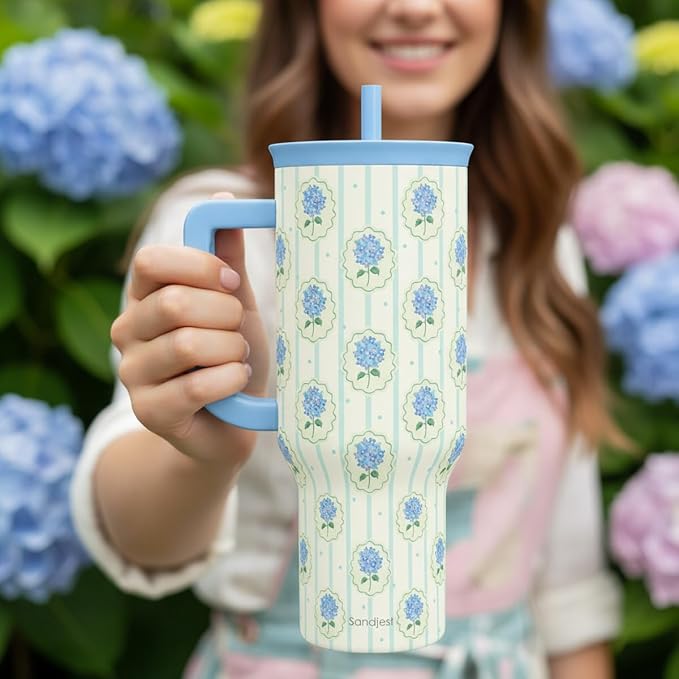SANDJEST Hydrangea 40oz Tumbler - Image 6