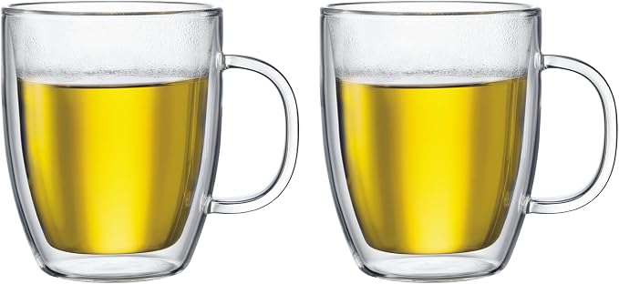 Bodum 15oz Bistro Double Wall Insulated Mug, High-Heat Borosilicate Glass by Bodum