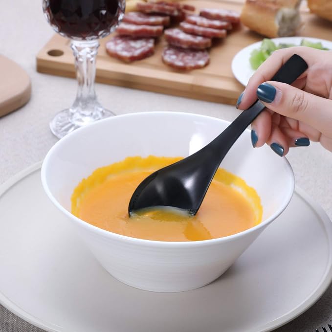 HIWARE Matte Black Thick Heavy-Weight Soup Spoons, Stainless Steel Soup Spoons - Image 4