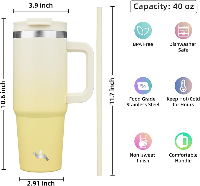Konokyo 40 oz Insulated Tumbler Water Bottle - Image 4