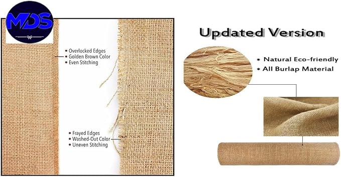 MDS® Pack of 12 Natural Burlap Table Runner, 12 x 108 Inch, Jute Vintage Rustic - Image 5