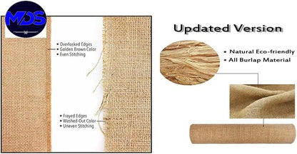 MDS® Pack of 12 Natural Burlap Table Runner, 12 x 108 Inch, Jute Vintage Rustic - Image 5