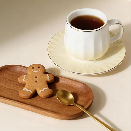 Ceramic Espresso Cups and Saucers Set of 4, 7oz Porcelain Cups - Image 5