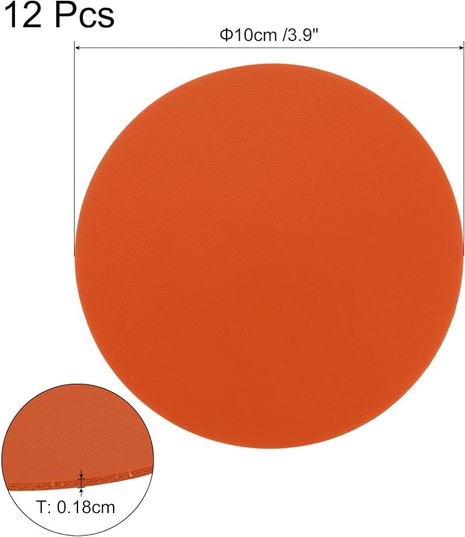 uxcell Round Faux Leather Coasters 4 Inch, Drink Coasters Suit - Image 2