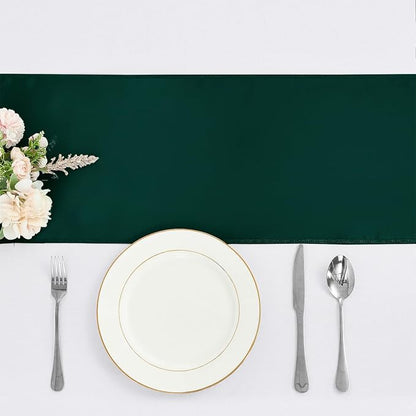 4-Pack Dark Green Satin Table Runner 12 x 108 Inch Long Fuchsia Bright and - Image 2