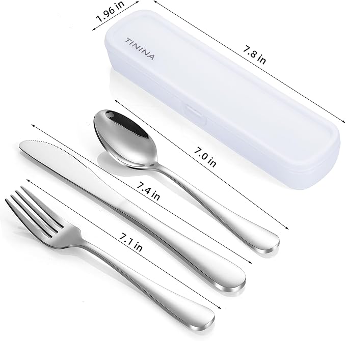 Travel Utensils with Case, 4-Piece Stainless Steel Portable Cutlery Set - Image 5